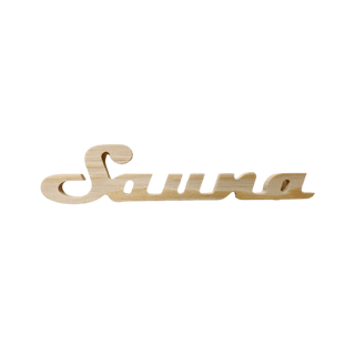 Wood Sauna Sign with wood script letters (2 1/2" x 7") - The Sauna Place