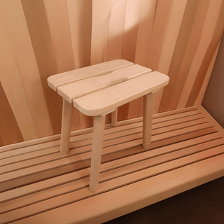 Wood Stool 15 3/4″ x 11 3/4″ x 16″ high (legs unassembled) - The Sauna Place