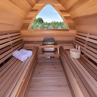 Dundalk 7′ x 7′ MINI POD Knotty Cedar Sauna - The Sauna Place