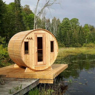 Dundalk 6' x 6' Knotty Cedar Barrel Sauna - The Sauna Place