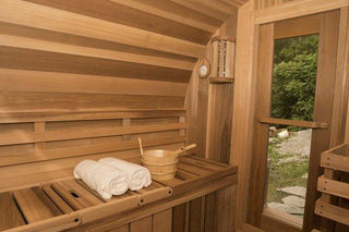 Dundalk 7′ x 8′ Panoramic Clear Cedar Barrel Sauna - The Sauna Place