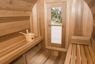 Dundalk 7′ x 8′ Clear Cedar Barrel Sauna - The Sauna Place