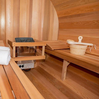 Dundalk 7' x 7' Knotty Cedar Barrel Sauna - The Sauna Place